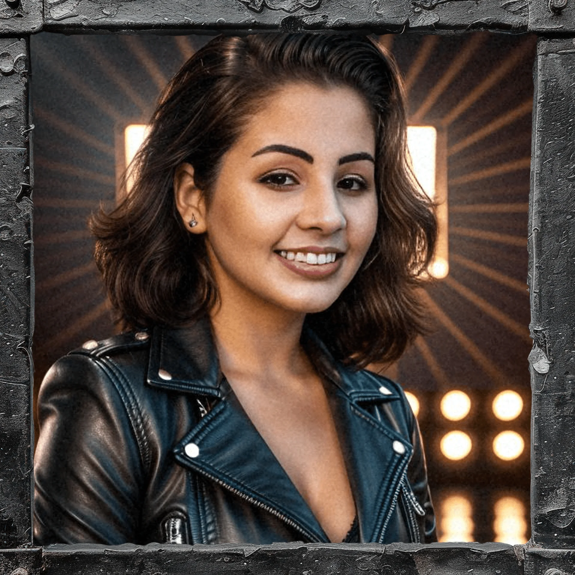 AI-styled portrait with dramatic lighting and textured frame