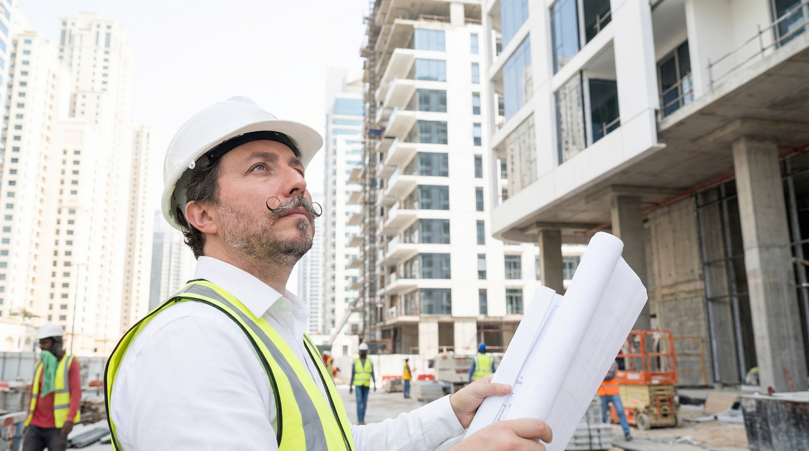Guest transformed into construction worker scene with AI photo booth