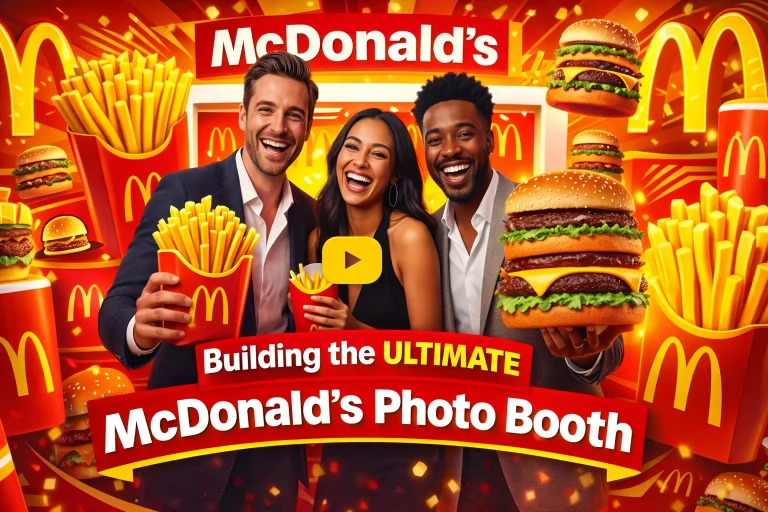 Branded McDonald's AI photo booth experience built in Pictor photo booth software, featuring golden arches branding and custom templates