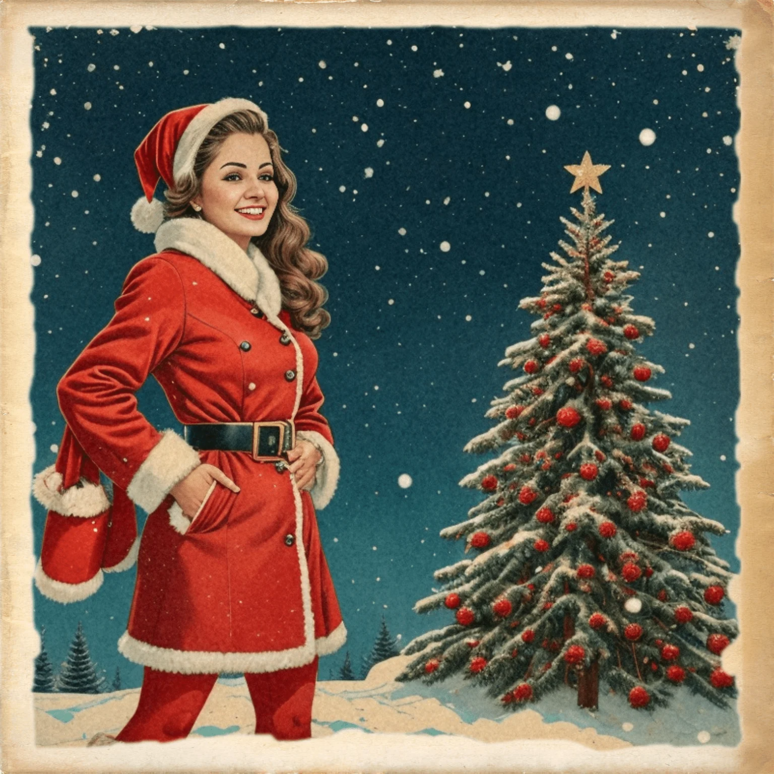 Vintage Christmas AI scene with holiday styling