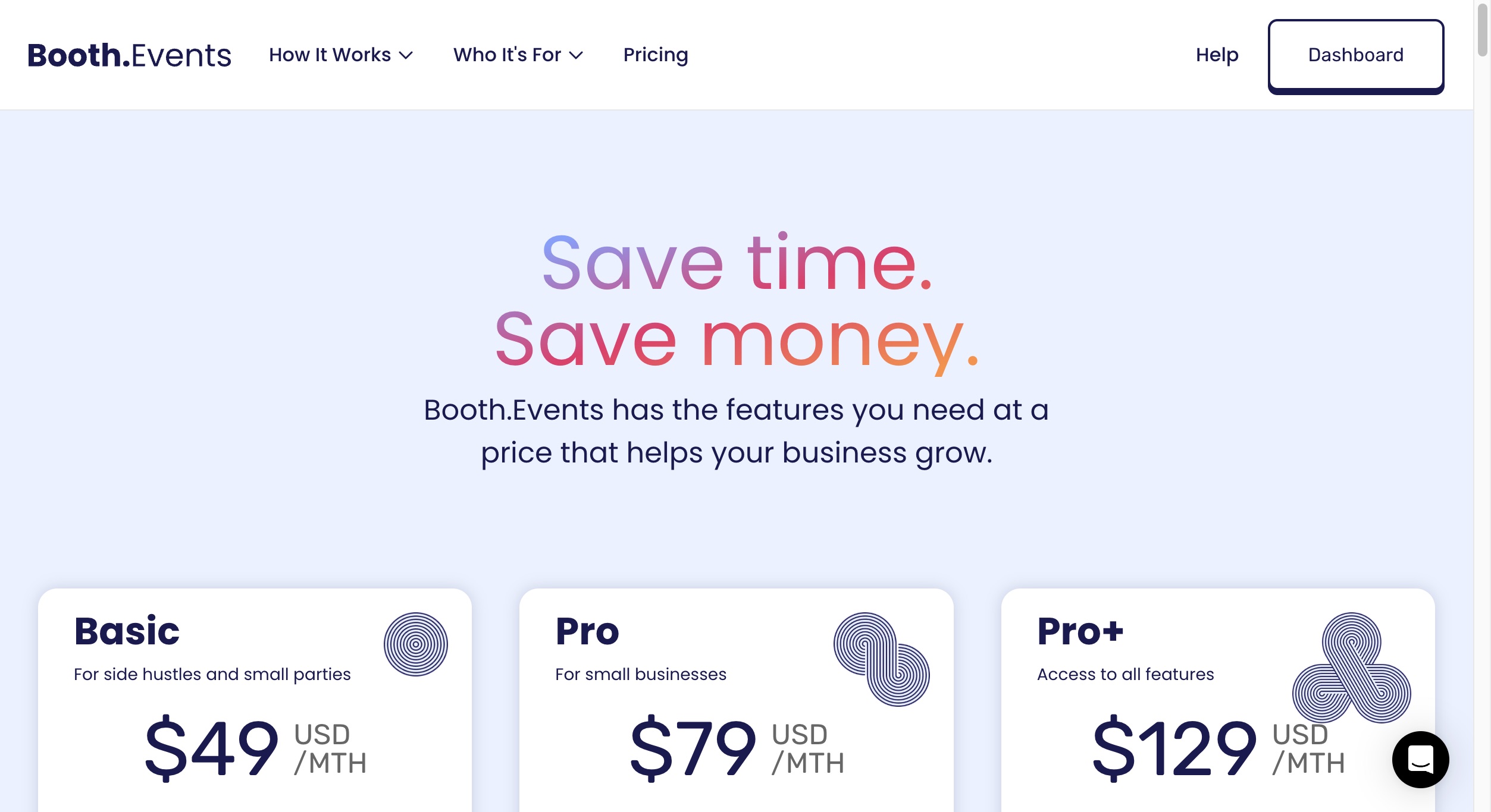 Pictor vs Booth.events: An Honest Comparison for Photo Booth Operators 1 Booth.events pricing page on 2026-09-13: Basic $49, Pro $79, Pro+ $129 per month