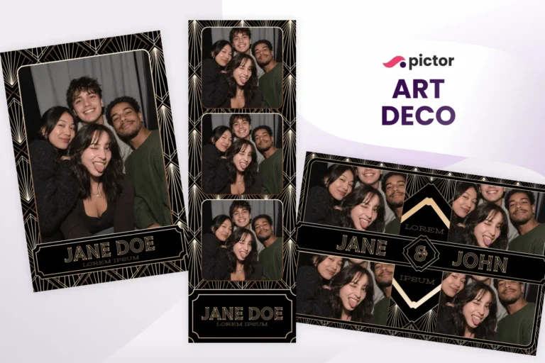 Art Deco photo booth template: print layouts and strip from the Pictor Marketplace