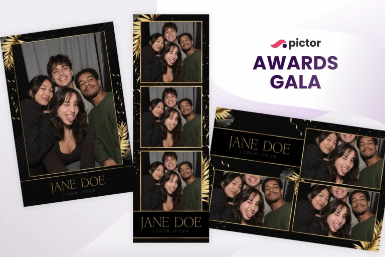 Awards Gala photo booth template: print layouts and strip from the Pictor Marketplace