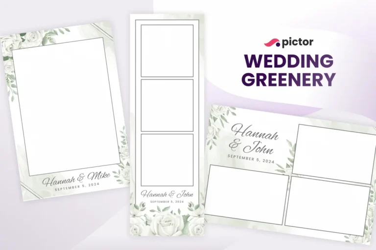 Wedding Greenery photo booth template: print layouts and strip from the Pictor Marketplace