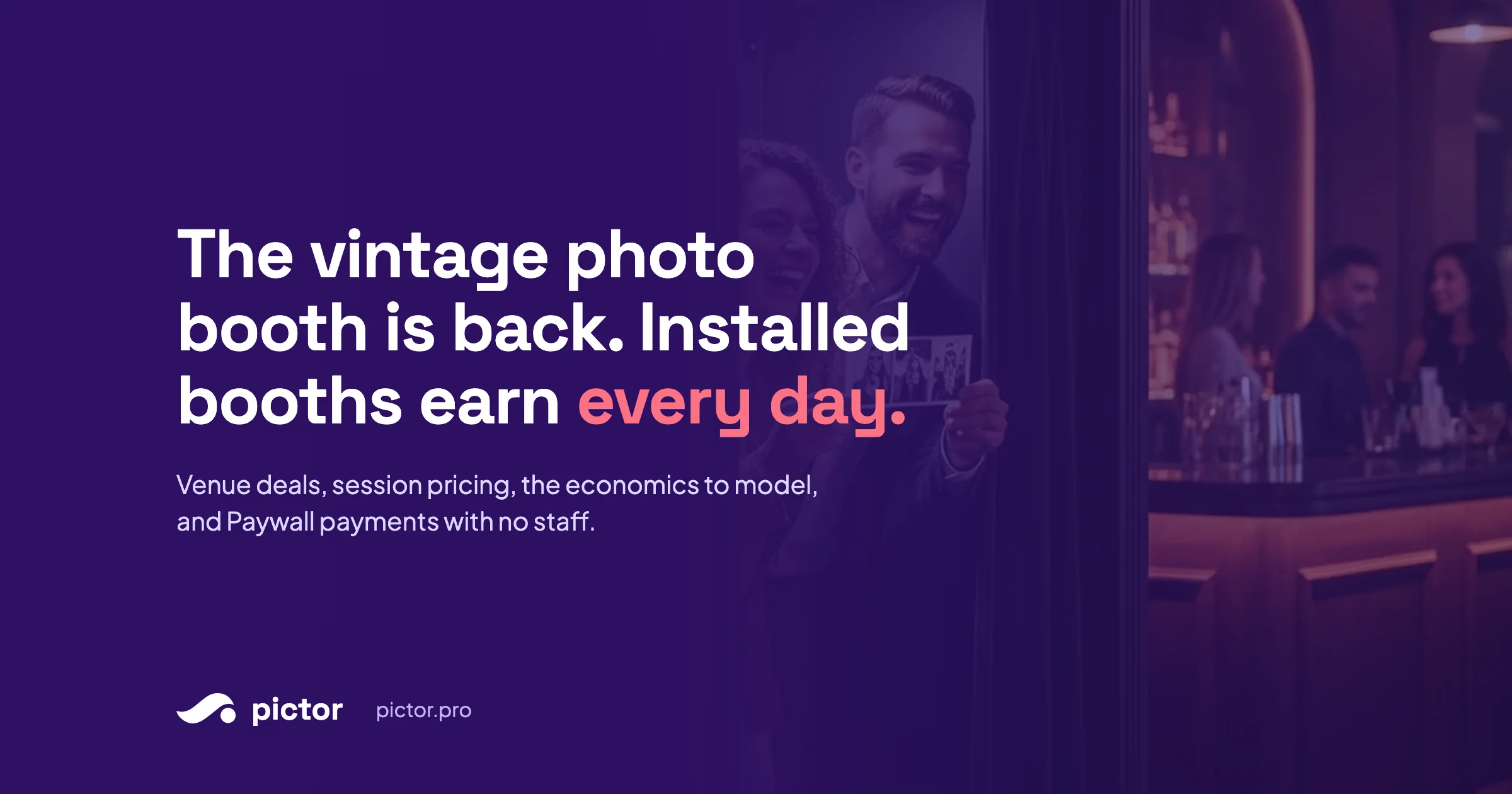 The vintage photo booth is back: installed booths earn every day, on pictor.pro