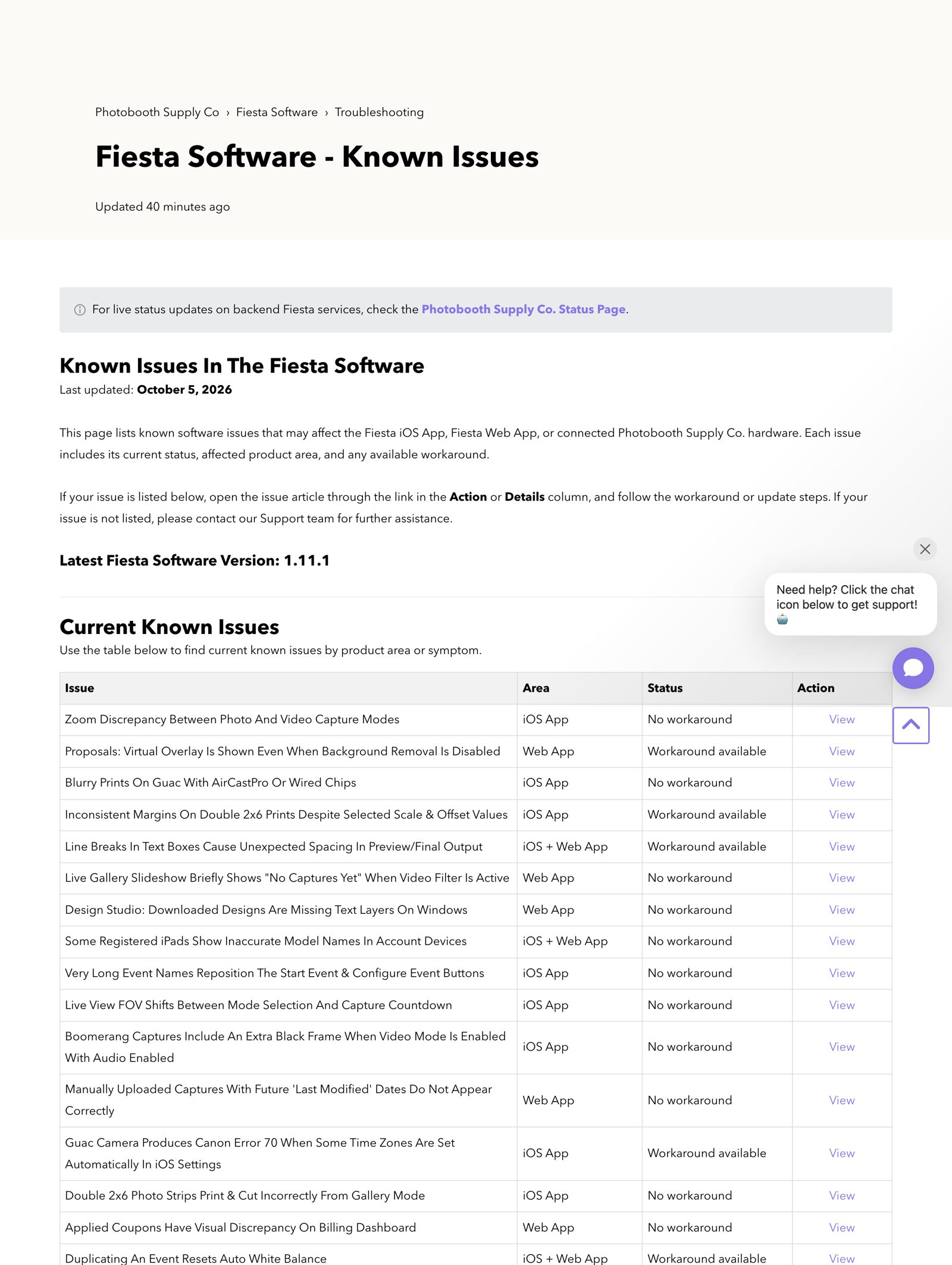 Pictor vs Fiesta (PBSCO): Keep Your Booth, Switch the Software 4 PBSCO Fiesta Software Known Issues page, last updated 2026-10-05: 17 current issues, 12 marked No workaround
