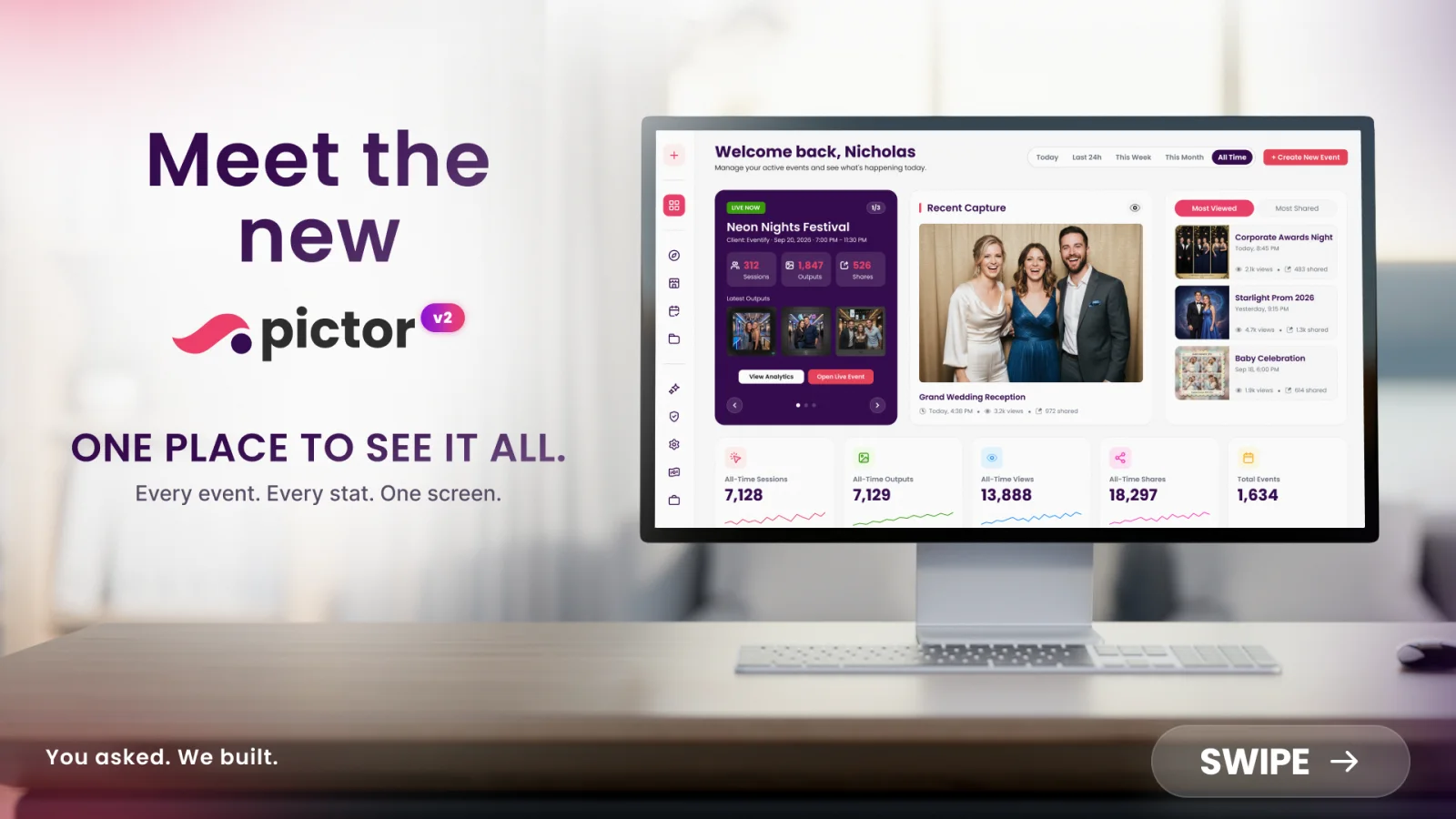 Pictor v2: A Complete Rebuild, Now Live 3 Pictor v2 dashboard: one place to see every event and every stat on one screen